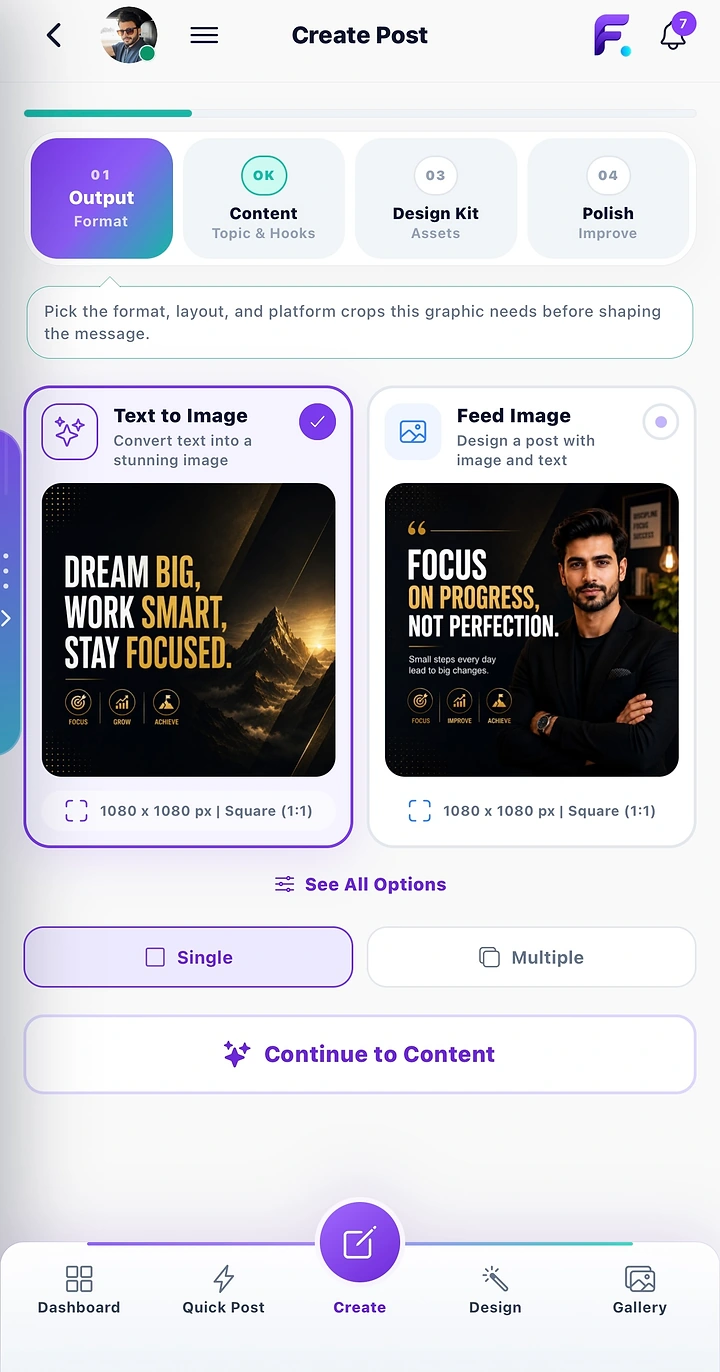Choose a social post format